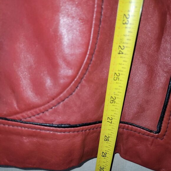 Oxblood Red Genuine Leather Jacket Long Women's Size M/L Button 3/4 Sleeve Chic - Picture 7 of 12